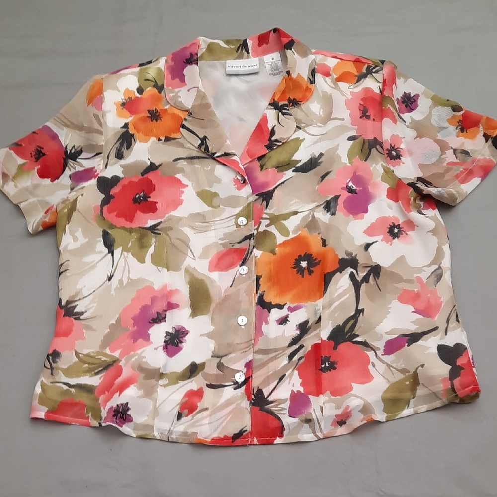 Alfred Dunner Vibrant Floral Button-Down Shirt - Size 12P